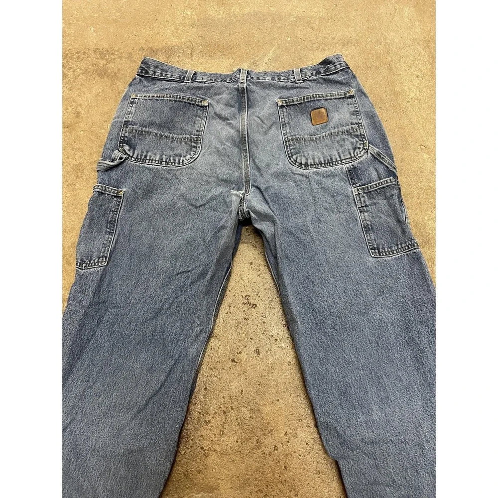 Carhartt B17DPS Jeans Mens 38x30 Stone‎ Wash Blue Relaxed Fit Straight Leg